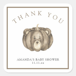 Adesivo Quadrado Urso de abóbora a cair - obrigado