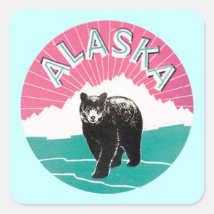 Adesivo Quadrado Urso de Alaska