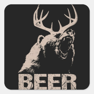 Adesivo Quadrado Urso De Cerveja