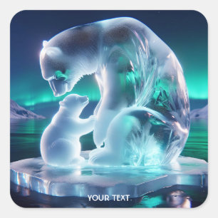 Adesivo Quadrado Urso de Cubo de Vidro Fantasy