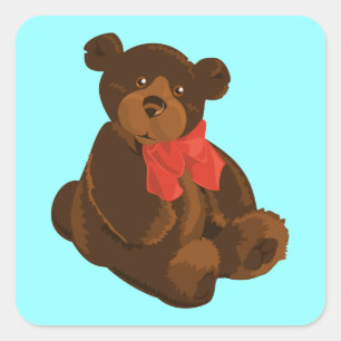 Adesivo Quadrado Urso de desenho animado bonito