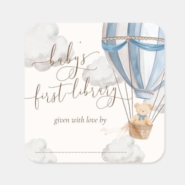 Adesivo Quadrado Urso de Espera Urso de Pelúcia Primeiro Ex-Libris (Criador carregado)