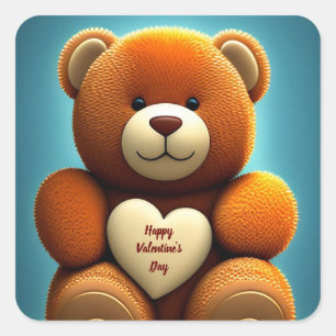 Adesivo Quadrado Urso de feliz dia de os namorados