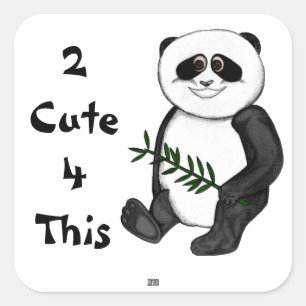 Adesivo Quadrado Urso de panda demasiado bonito