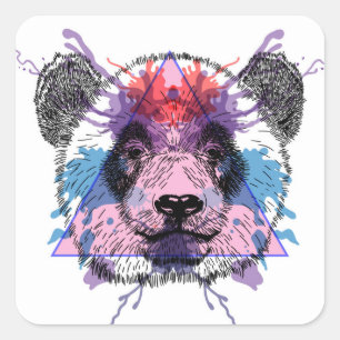 Adesivo Quadrado Urso de Panda Geométrico