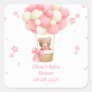 ADESIVO QUADRADO URSO DE PELÚCIA ROSA
