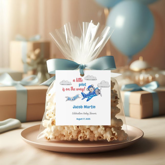 Adesivo Quadrado Urso de Teddy Doce no Chá de fraldas do Céu (Criador carregado)