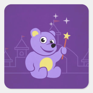 Adesivo Quadrado Urso de ursinho feericamente roxo dos desenhos