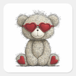 Adesivo Quadrado Urso do Amor