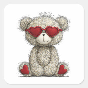 Adesivo Quadrado Urso do Amor
