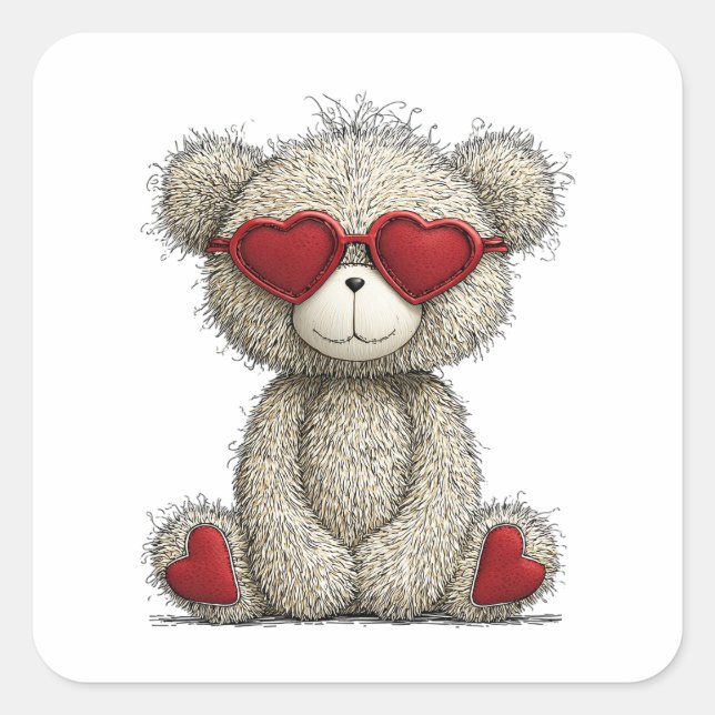 Adesivo Quadrado Urso do Amor (Frente)