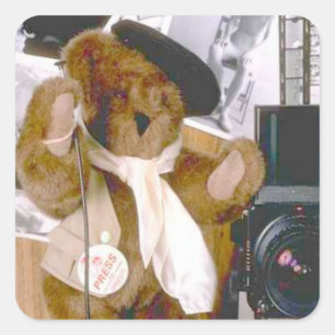 Adesivo Quadrado Urso do fotógrafo - pressione o journalista