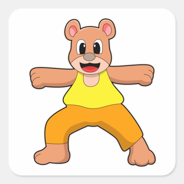 Adesivo Quadrado Urso em Yoga em Pé (Frente)
