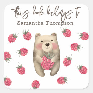 Adesivo Quadrado Urso - este livro pertence a