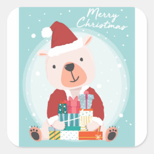Adesivo Quadrado Urso Feliz