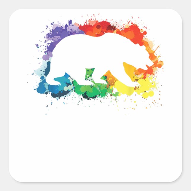 Adesivo Quadrado Urso Gay de Pintura LGBT (Frente)