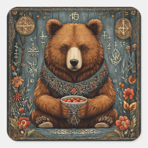 Adesivo Quadrado Urso majestoso Decalque decorativo para amantes da