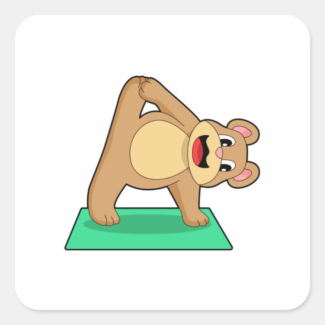 Adesivo Quadrado Urso na Malhação de Yoga (Frente)