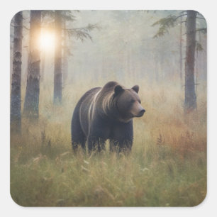 Adesivo Quadrado Urso nos Stickers