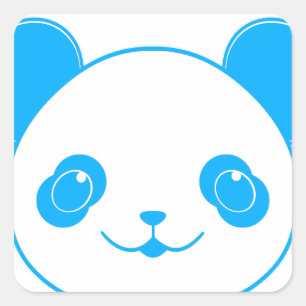 Adesivo Quadrado Urso Panda Azul Kawaii