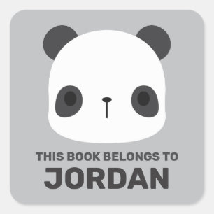 Adesivo Quadrado Urso Panda Bonito com Nome Personalizado