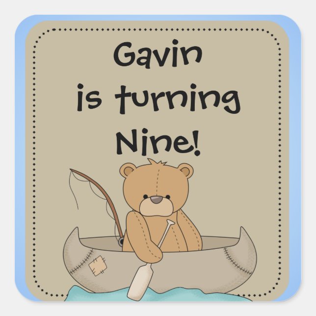 Adesivo Quadrado Urso Personalizado em Autocolantes (Frente)