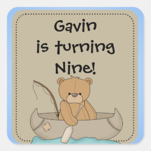 Adesivo Quadrado Urso Personalizado em Autocolantes