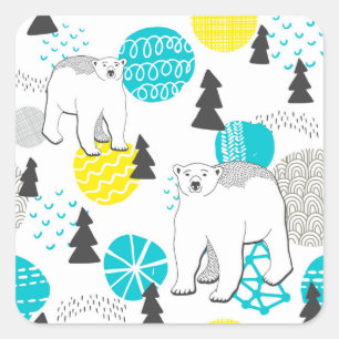 Adesivo Quadrado Urso polar