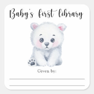 Adesivo Quadrado Urso polar bebê - primeira biblioteca do bebê