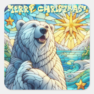 Adesivo Quadrado Urso Polar Cinzento Grátis Vidro Escondido