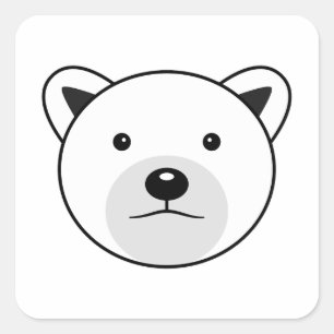 Adesivo Quadrado Urso Polar de Cartoon Bonito