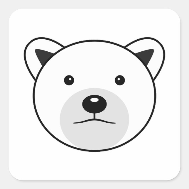 Adesivo Quadrado Urso Polar de Cartoon Bonito (Frente)