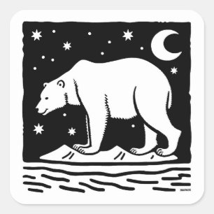 Adesivo Quadrado Urso Polar De Surfe De Gelo