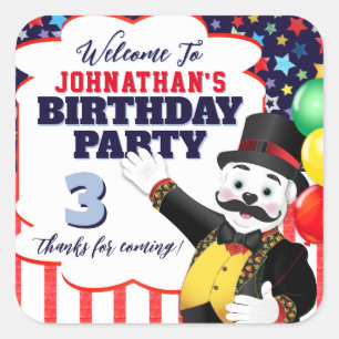 Adesivo Quadrado Urso Polar Do Circus Ringmaster Obrigado