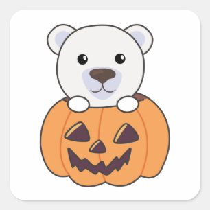 Adesivo Quadrado Urso Polar Em Ursos Polares Doce De Pumpkin Feliz