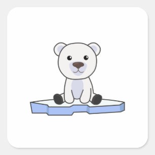 Adesivo Quadrado Urso Polar Icado Urso Polar Norte Polo Sul do Polo