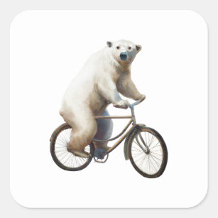 Adesivo Quadrado Urso Polar Na Bicicleta