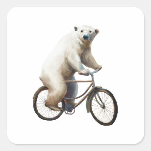 Adesivo Quadrado Urso Polar Na Bicicleta