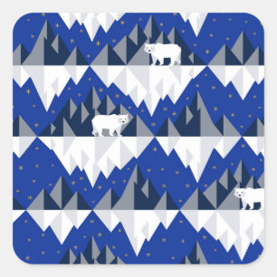 Adesivo Quadrado Urso Polar no Padrão Iceberg Sem Olhos.