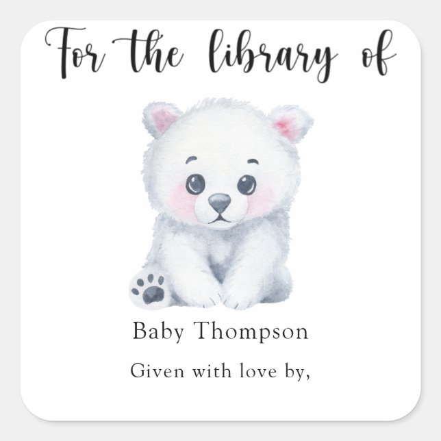 Adesivo Quadrado Urso polar - para a biblioteca de (Frente)
