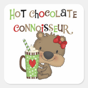Adesivo Quadrado Urso quente da menina de ChocolateConoisseur