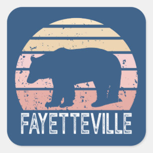 Adesivo Quadrado Urso Retro de Fayetteville Arkansas