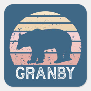 Adesivo Quadrado Urso Retro de Granby Colorado