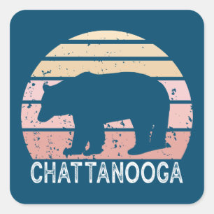 Adesivo Quadrado Urso Retro do Tennessee Chattanooga