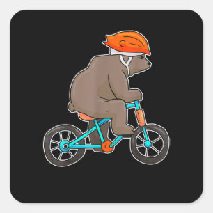 Adesivo Quadrado urso sobre ciclismo de bicicleta
