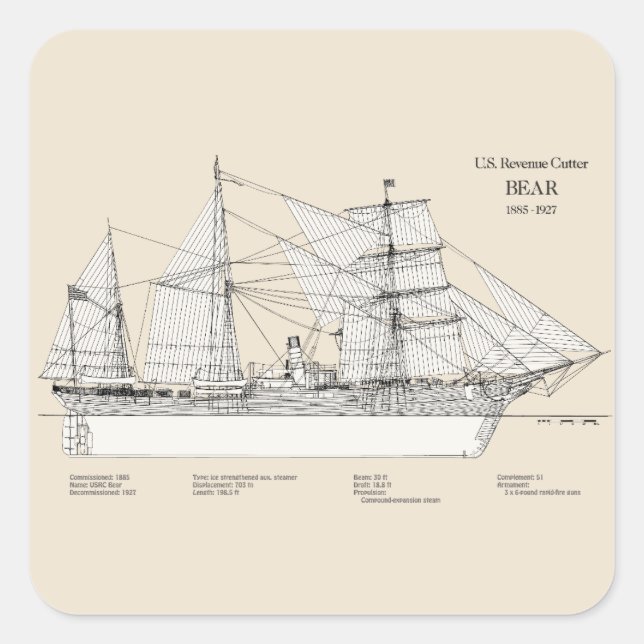 Adesivo Quadrado Urso USCGRC - SBD (Frente)