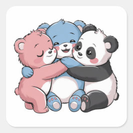 Adesivo Quadrado Ursos de Teddy Bonitos com Panda