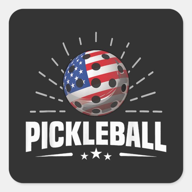 Adesivo Quadrado US American Flag Pickleball Player (Frente)