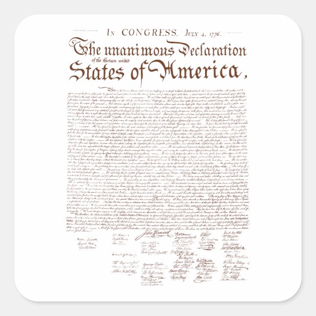 Adesivo Quadrado US Declaration of Independence (Frente)