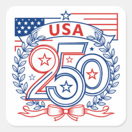 Adesivo Quadrado USA 250 Patriotic Anniversary Emblem Design